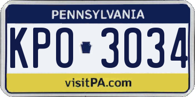 PA license plate KPO3034