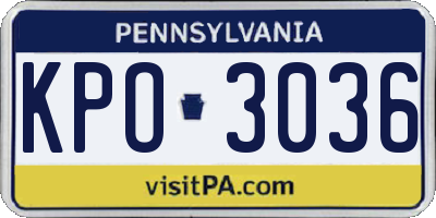 PA license plate KPO3036