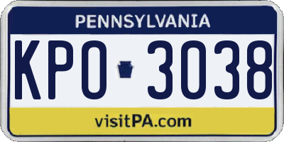 PA license plate KPO3038