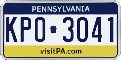 PA license plate KPO3041