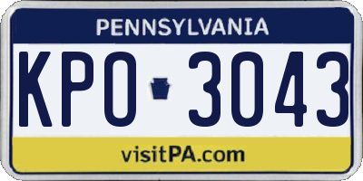 PA license plate KPO3043