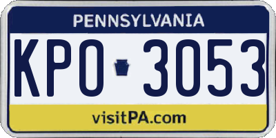 PA license plate KPO3053
