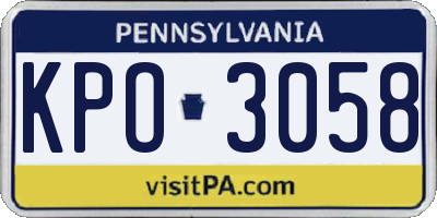 PA license plate KPO3058