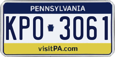 PA license plate KPO3061