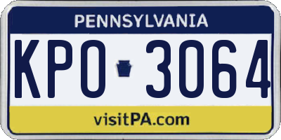 PA license plate KPO3064