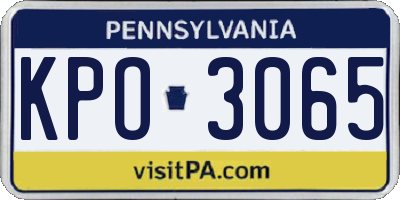 PA license plate KPO3065