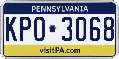 PA license plate KPO3068