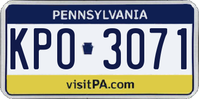 PA license plate KPO3071