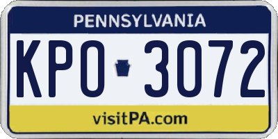 PA license plate KPO3072