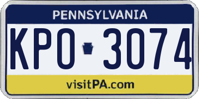 PA license plate KPO3074