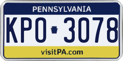 PA license plate KPO3078