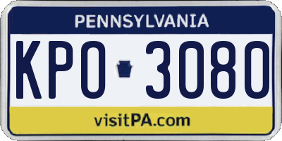 PA license plate KPO3080