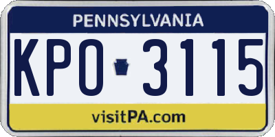 PA license plate KPO3115