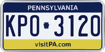 PA license plate KPO3120