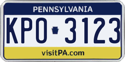 PA license plate KPO3123