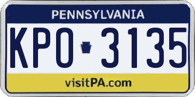 PA license plate KPO3135