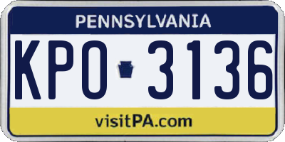 PA license plate KPO3136