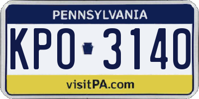 PA license plate KPO3140