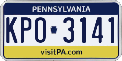 PA license plate KPO3141