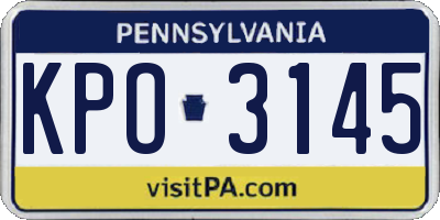 PA license plate KPO3145