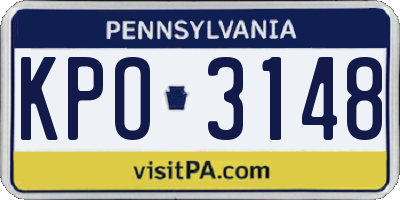PA license plate KPO3148