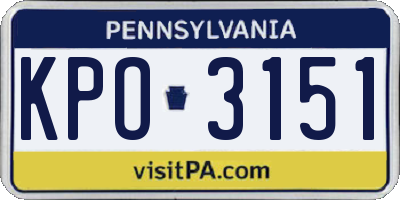 PA license plate KPO3151