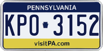 PA license plate KPO3152