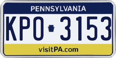 PA license plate KPO3153