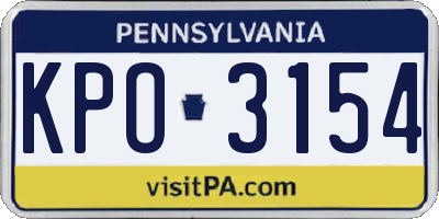 PA license plate KPO3154