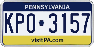 PA license plate KPO3157