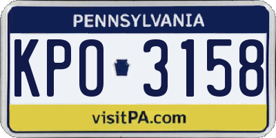 PA license plate KPO3158