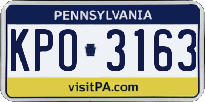 PA license plate KPO3163