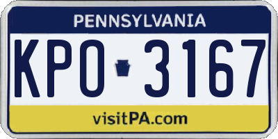 PA license plate KPO3167