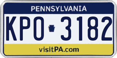 PA license plate KPO3182