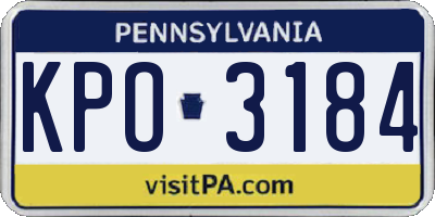 PA license plate KPO3184