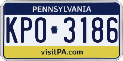 PA license plate KPO3186