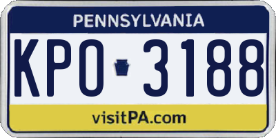 PA license plate KPO3188