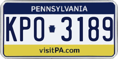 PA license plate KPO3189