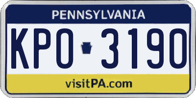 PA license plate KPO3190