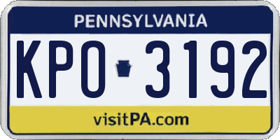 PA license plate KPO3192
