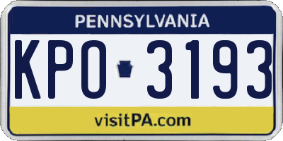 PA license plate KPO3193