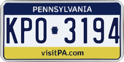 PA license plate KPO3194