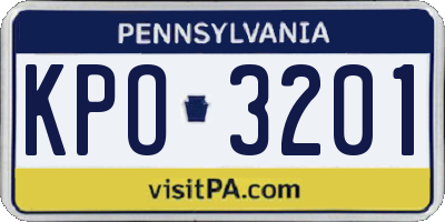 PA license plate KPO3201