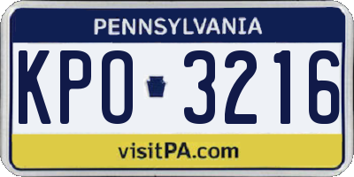 PA license plate KPO3216