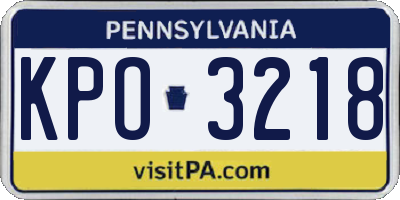 PA license plate KPO3218