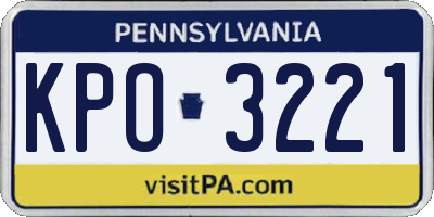 PA license plate KPO3221