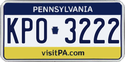 PA license plate KPO3222