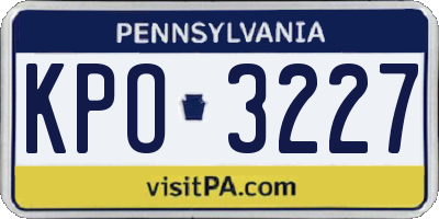 PA license plate KPO3227