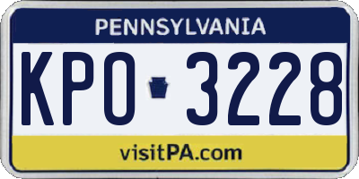 PA license plate KPO3228
