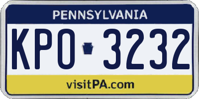 PA license plate KPO3232
